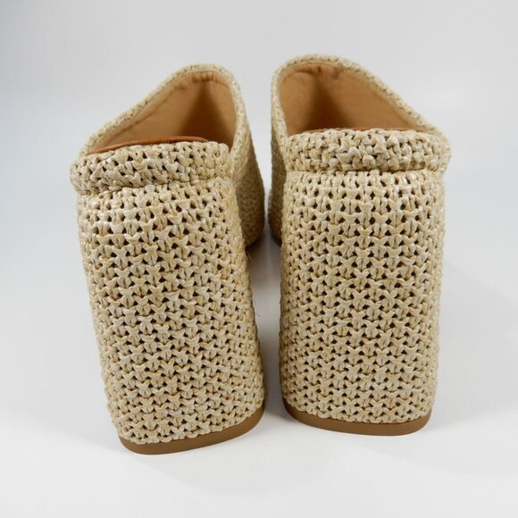 Dear Frances Deri Slip On Square Toe Mules EU 40 9.5 10 Beige Raffia Leather NEW - Picture 4 of 12